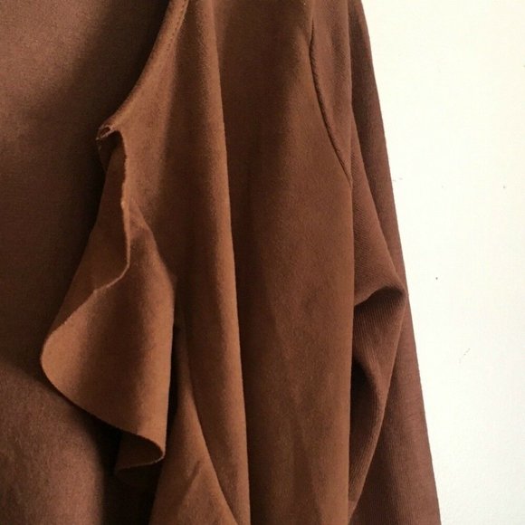 INC International Concepts Faux Suede Cardigan Jacket Open Front Brown XS NEW - Picture 3 of 4